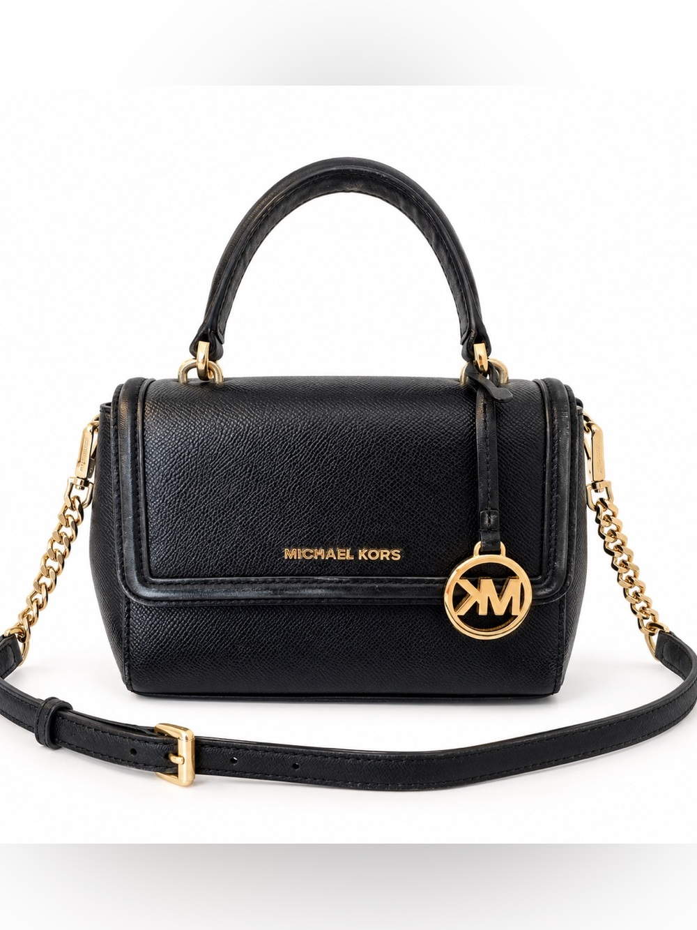 Michael Kors Delancey Small Black Leather Crossbody Satchel
